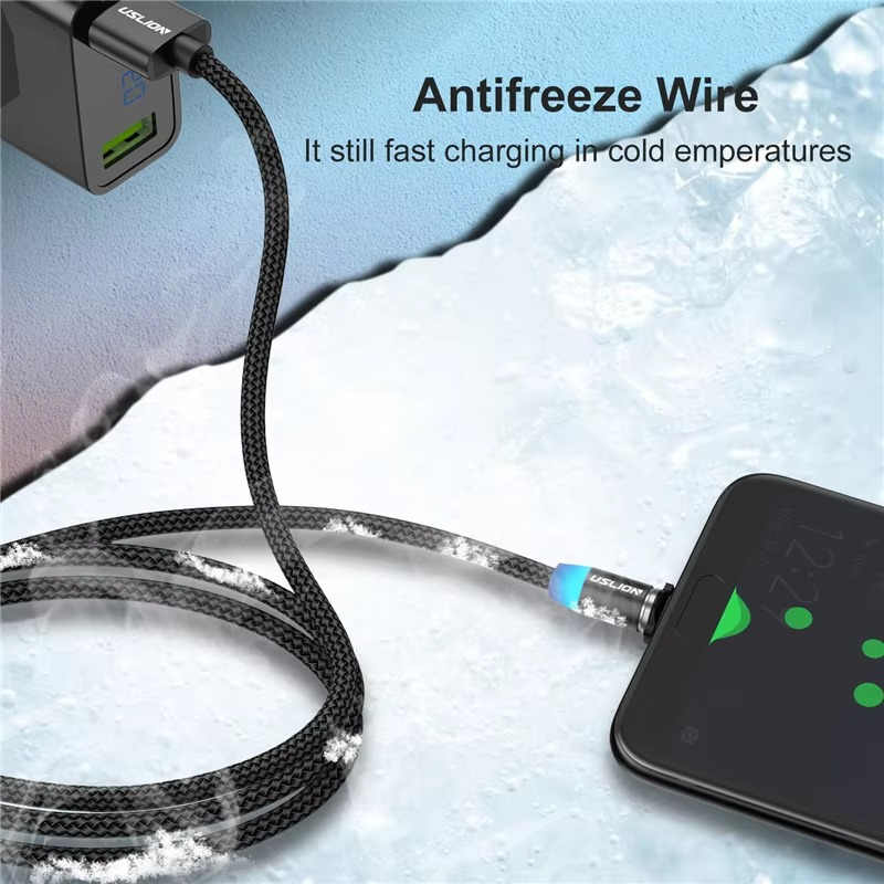 3-in-1 Magnetic Fast Charging Cable – Type-C, Micro USB & Lightning | 3A Fast Charging | 360° Magnetic Rotation