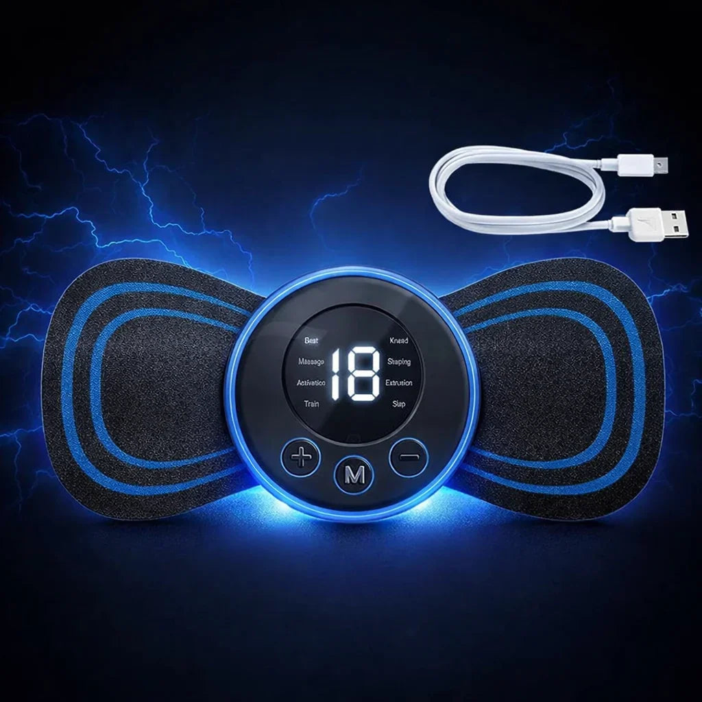 Rechargeable EMS Butterfly Massager – Electronic Muscle Stimulator | Portable Body Massage Pad for Pain Relief & Muscle Relaxation