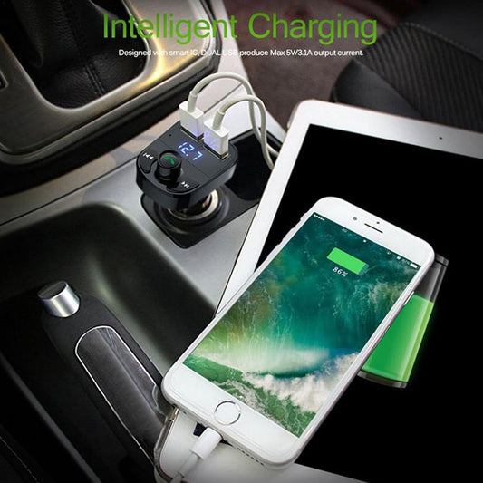 X8 Bluetooth Car FM Transmitter – Fast Charge + Hands-Free Calling