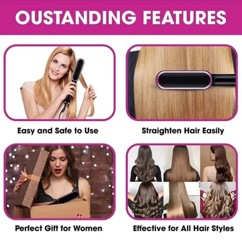 Hair straightener brush