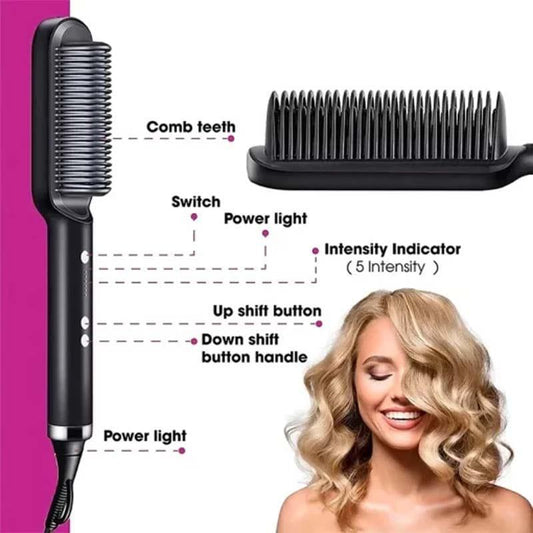 Hair straightener brush
