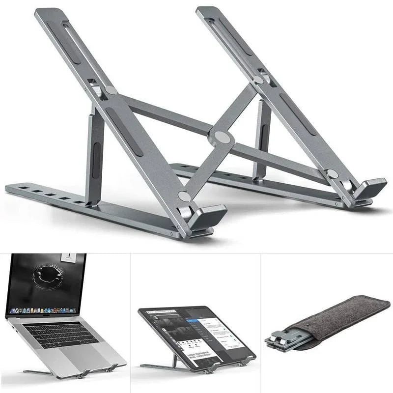 Foldable Metal Laptop Stand – Portable & Adjustable with Carry Cover
