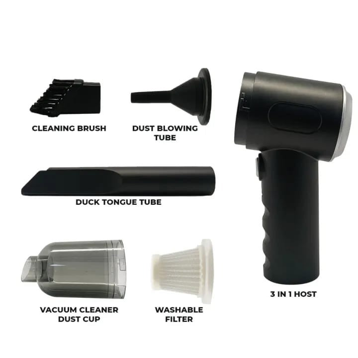 3-in-1 Portable Wireless Vacuum Cleaner – High Suction, Air Pump & Dust Blower