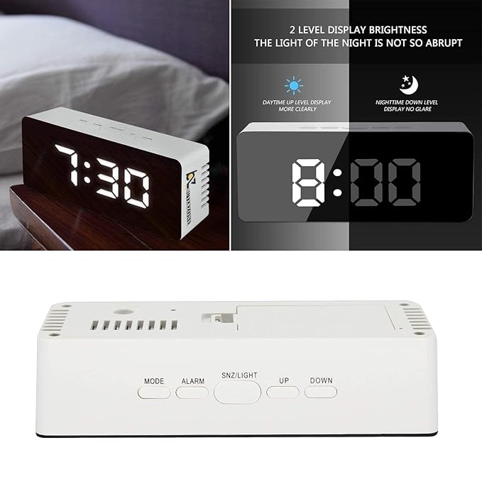 Digital LED Mirror Alarm Clock Modern Display With Time Temperature And Daily Use Convenience