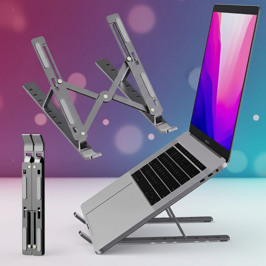 Foldable Metal Laptop Stand – Portable & Adjustable with Carry Cover