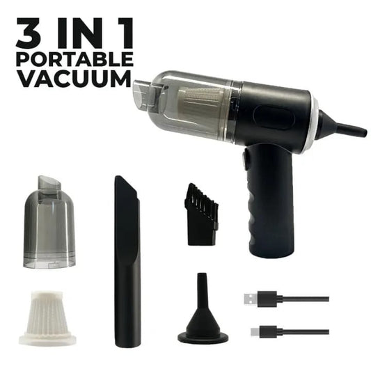 3-in-1 Portable Wireless Vacuum Cleaner – High Suction, Air Pump & Dust Blower