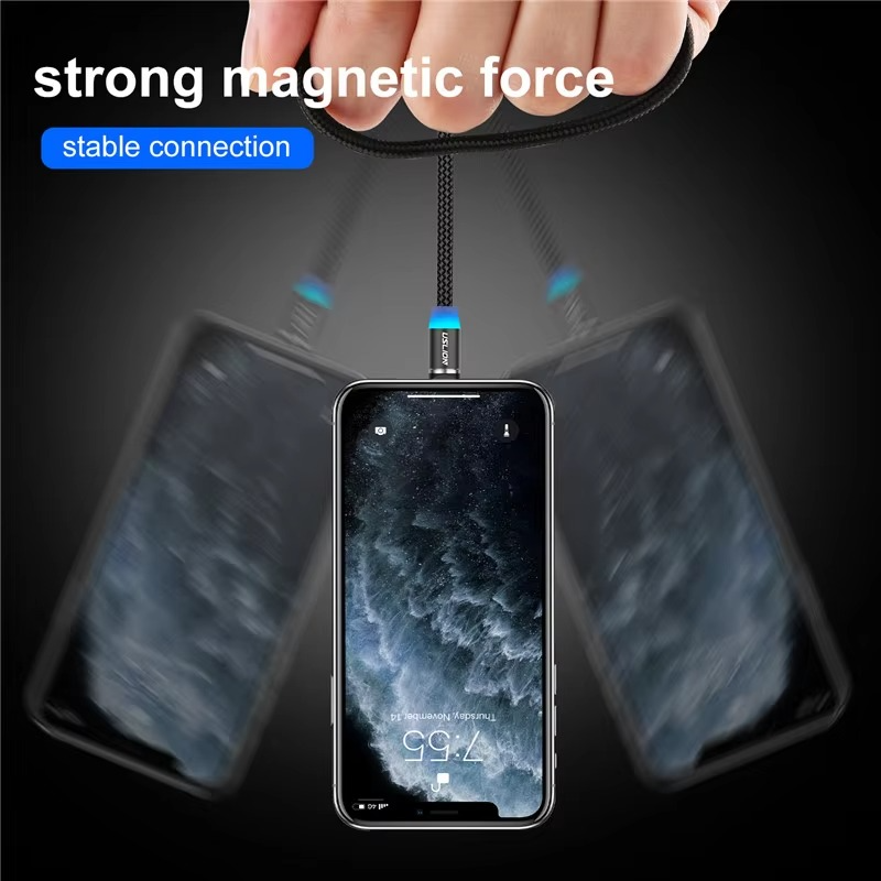 3-in-1 Magnetic Fast Charging Cable – Type-C, Micro USB & Lightning | 3A Fast Charging | 360° Magnetic Rotation