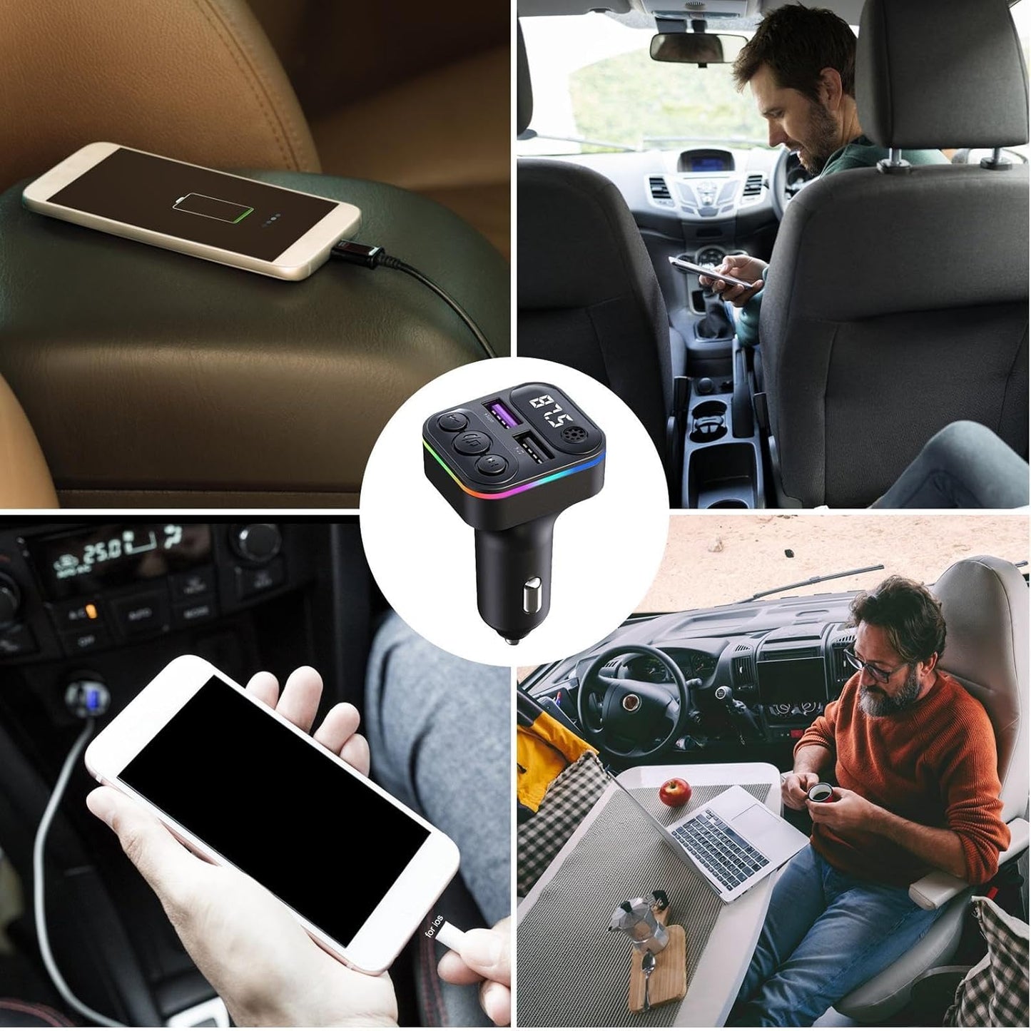 X8 Bluetooth Car FM Transmitter – Fast Charge + Hands-Free Calling