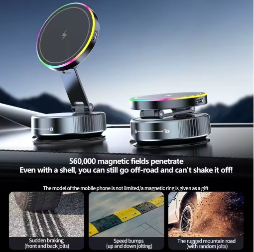 Magnetic Strong Phone Holder – 360° Adjustable Foldable Vacuum Mount