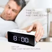 Digital LED Mirror Alarm Clock Modern Display With Time Temperature And Daily Use Convenience