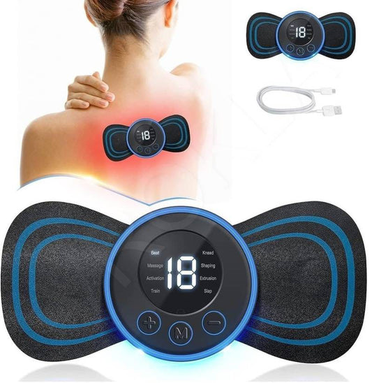 Rechargeable EMS Butterfly Massager – Electronic Muscle Stimulator | Portable Body Massage Pad for Pain Relief & Muscle Relaxation