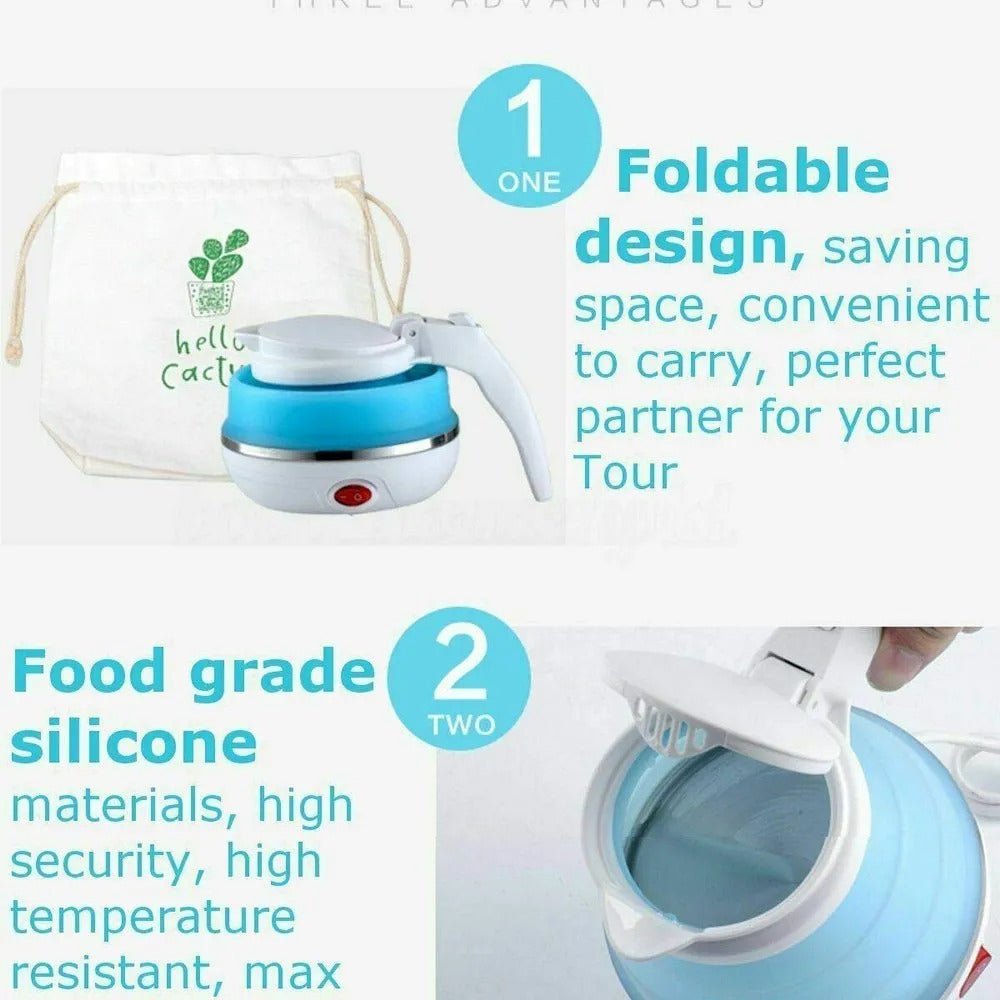 600ml Portable Foldable Electric Travel Kettle – Fast Water Boiler (Collapsible Design)