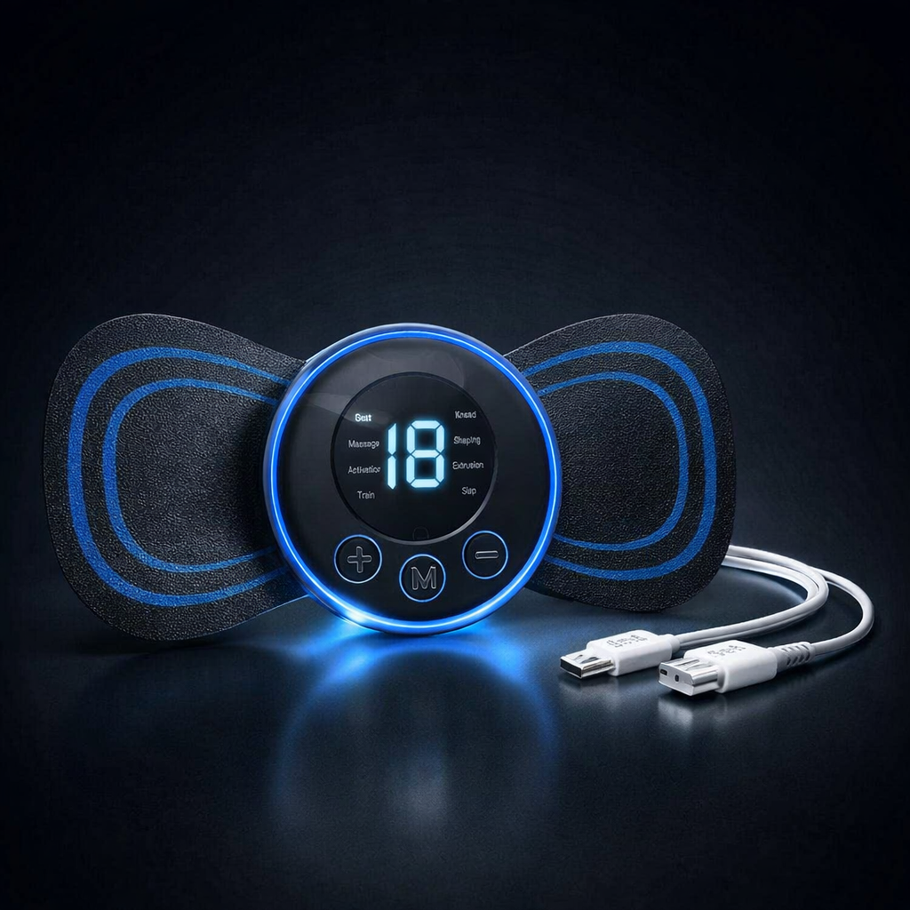 Rechargeable EMS Butterfly Massager – Electronic Muscle Stimulator | Portable Body Massage Pad for Pain Relief & Muscle Relaxation