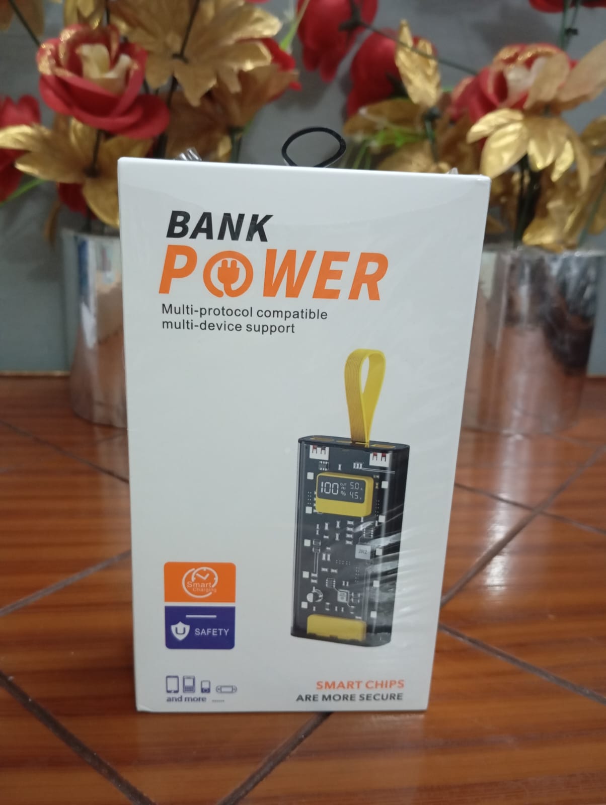 20000mAh Transparent Power Bank – Fast Charging + Emergency Light